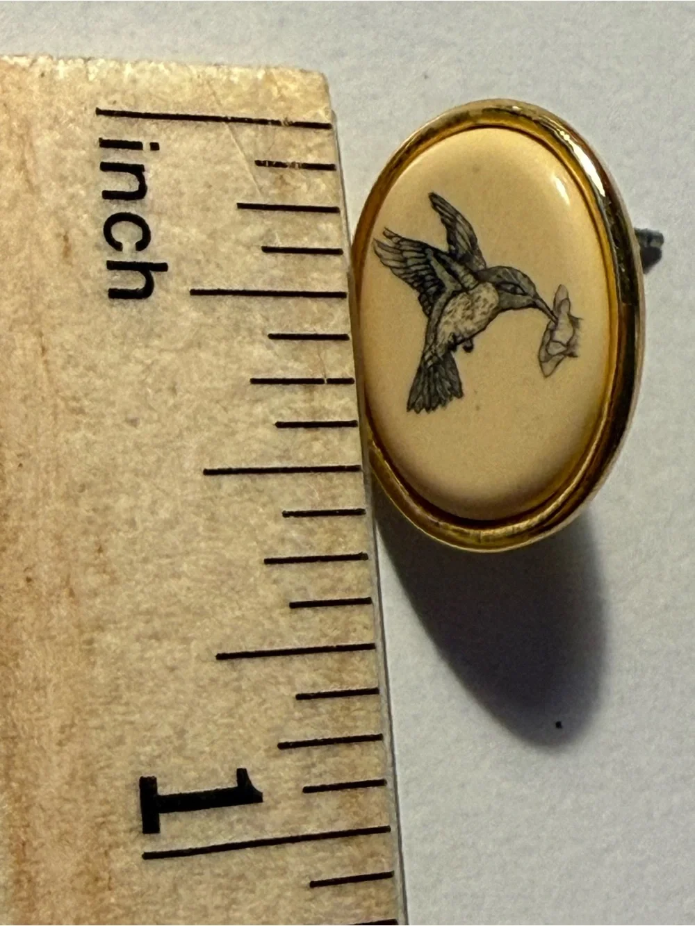 Vintage Hummingbird Oval Drop Stud Gold Earrings by Barlow